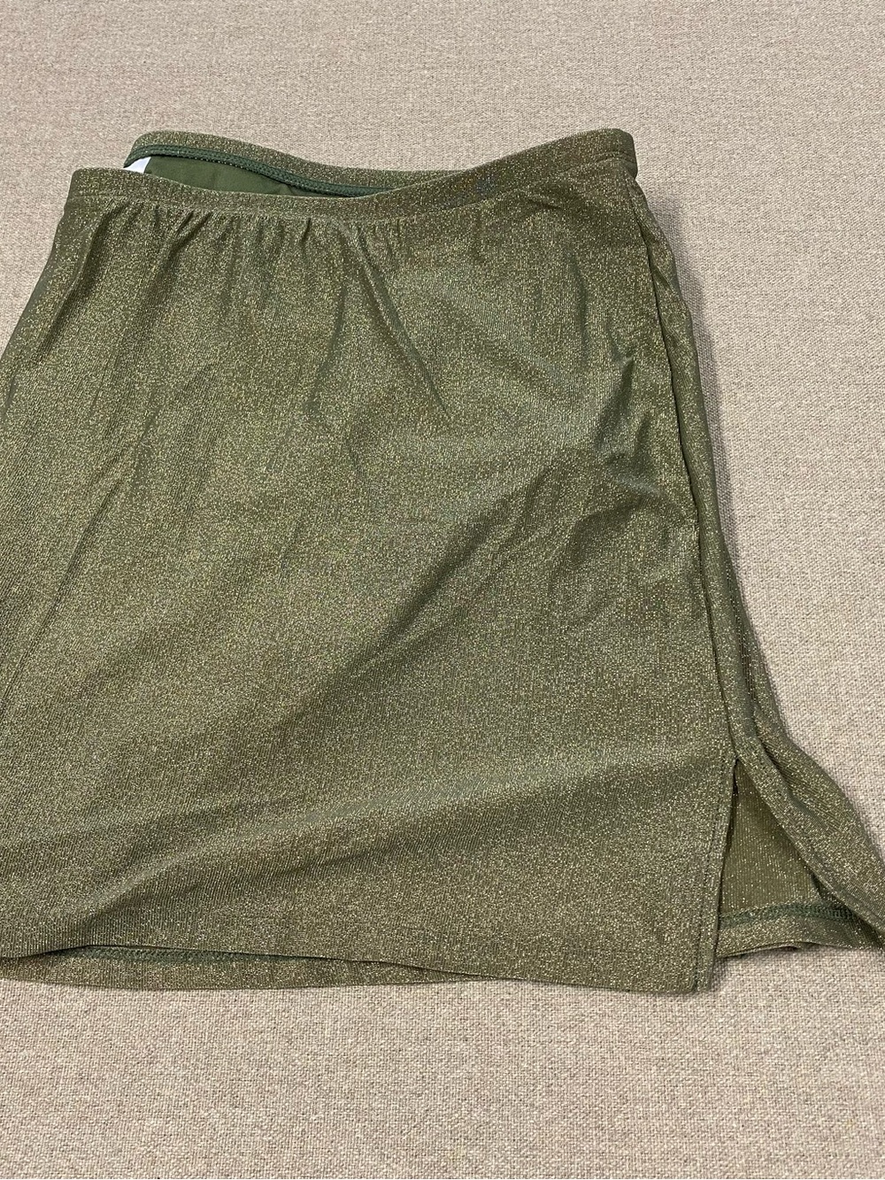 Lane Bryant Olive Green Shimmer Swim Skirt With Side Slits